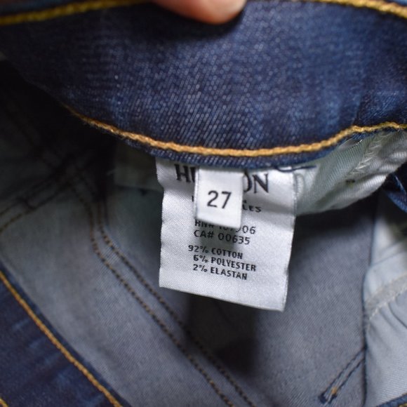 Hudson Blair Tilda Straight Leg Skinny Mid Waist Dark Blue Denim Jeans 27 - Picture 9 of 11